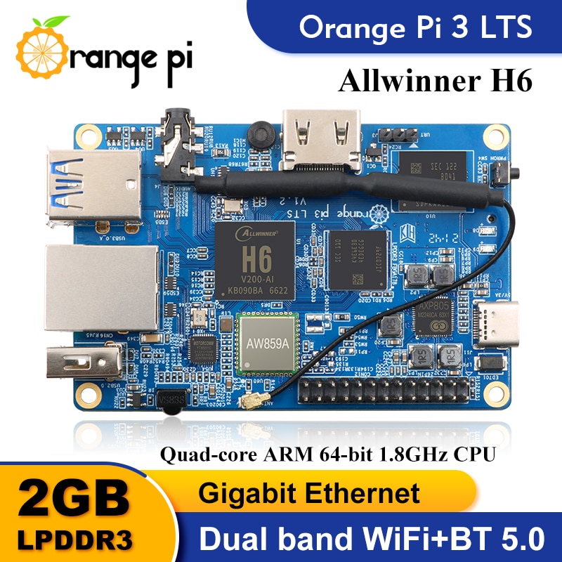 Orange Pi 3 LTS Development Board Powered By AllWinner H6 2GB RAM 8G